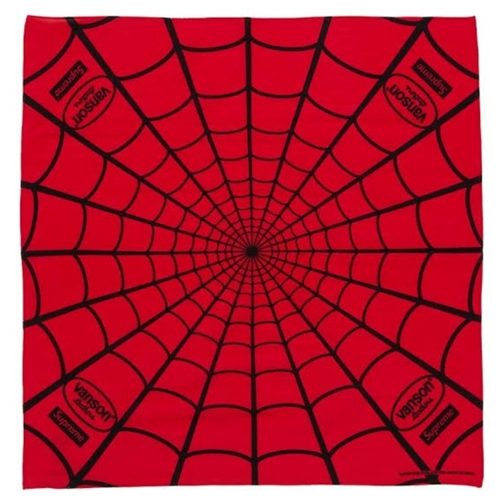Supreme x Vanson Leathers Spider-Man Bandana SS26 Marvel Spiderweb